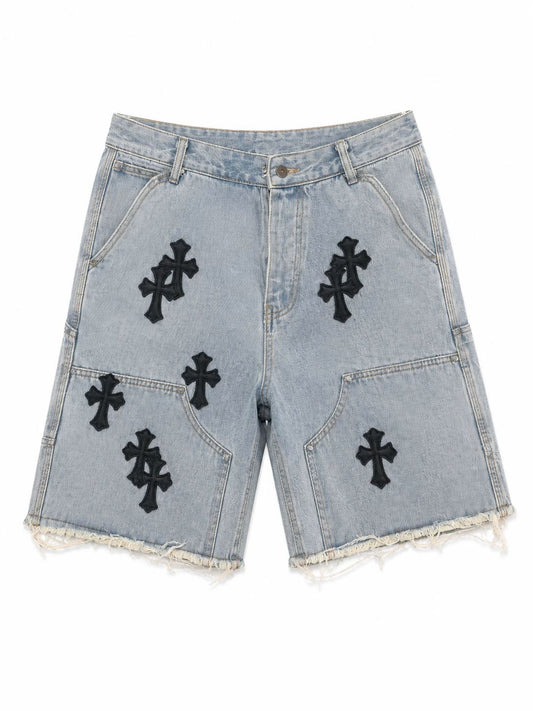 Chrome Hearts Black Cross Denim Shorts