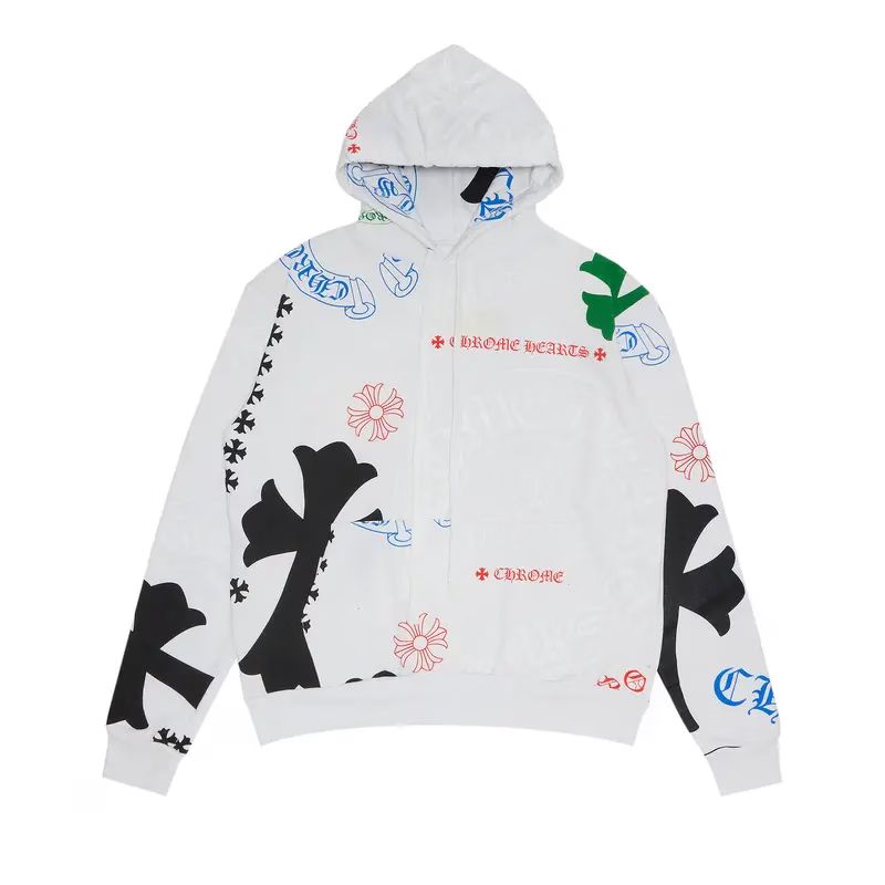Chrome Hearts Stencil Hoodie in White/Multicolor