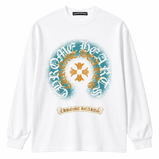Chrome Hearts Orange Cross Horseshoe White LS