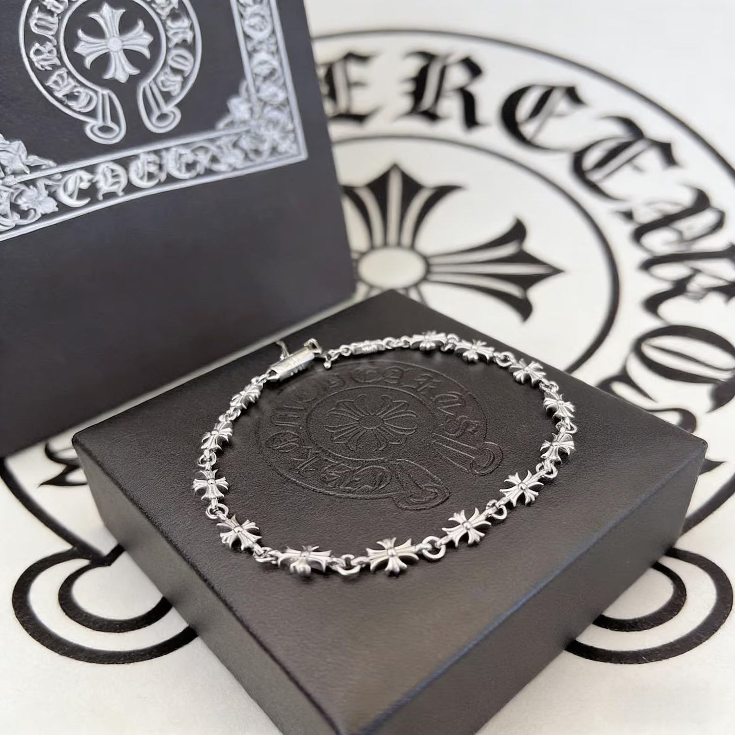 Chrome Hearts Silver Vintage classic Cross Flower chain Bracelet