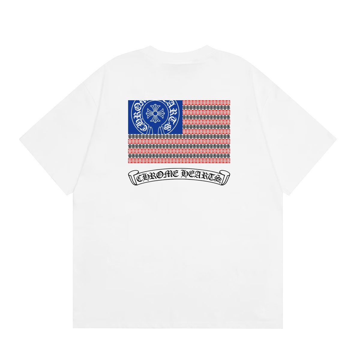 Chrome Hearts USA Flag Back Print Tee in White