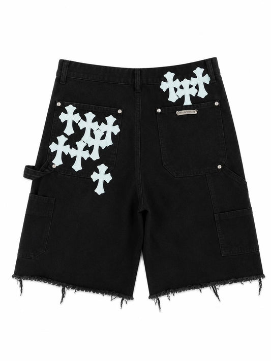Chrome Hearts Shorts White Cross Denim