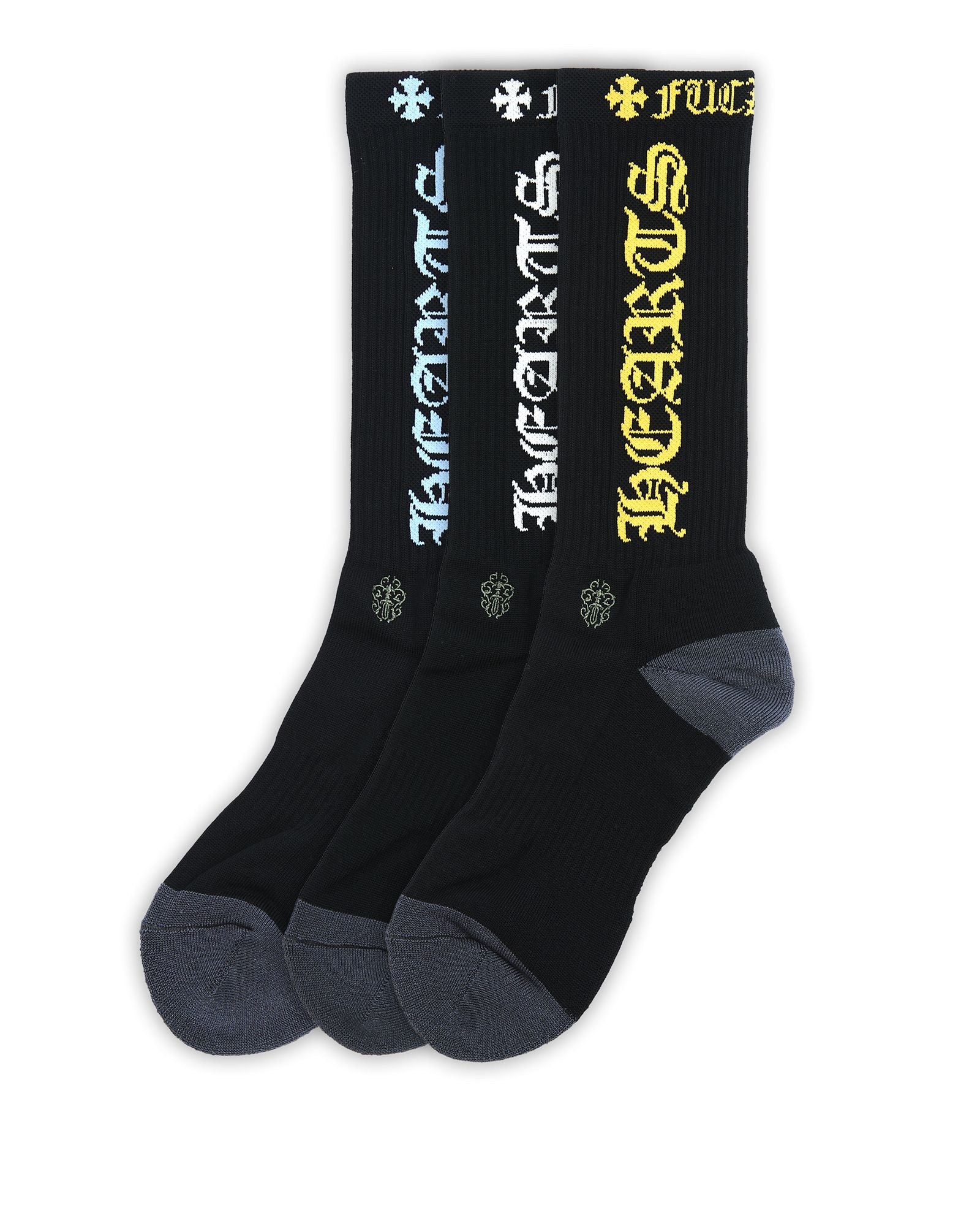 Chrome Hearts Blue, White & Yellow Socks