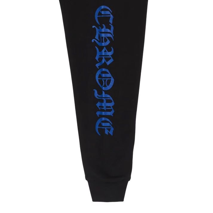 Chrome Hearts Vertical Logo Zip Up Hoodie Black Blue