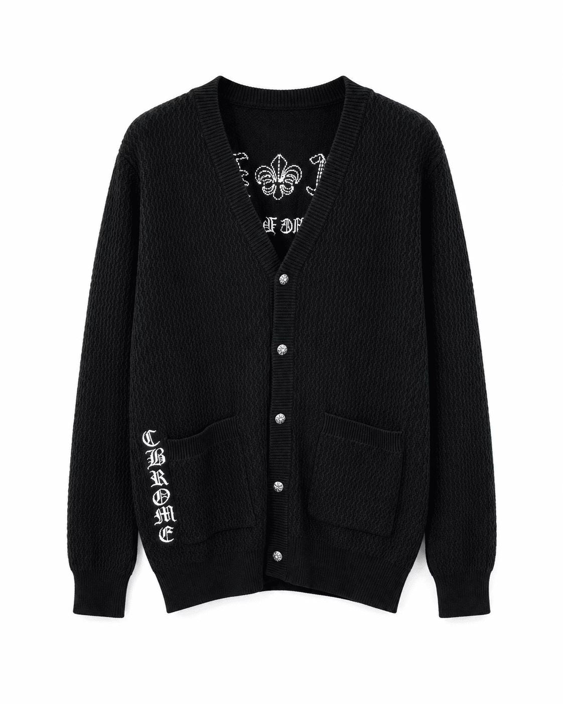 Chrome Hearts Cross Patch Waffle Knit Cardigan