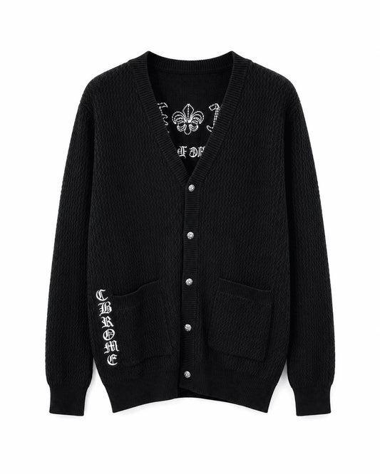 Chrome Hearts Cross Patch Waffle Knit Cardigan