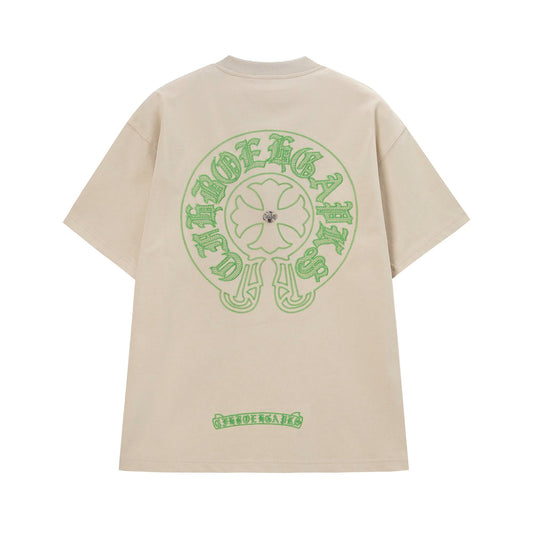 Chrome Hearts Cream Green Gothic Circle T-Shirt