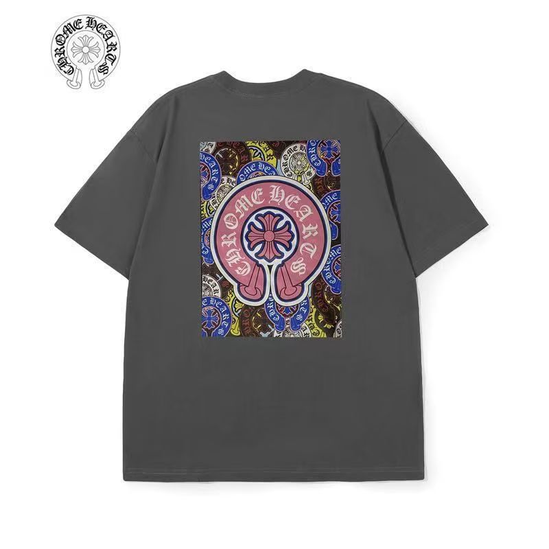 Chrome Hearts Grey Pink Horseshoe Graphic Tee