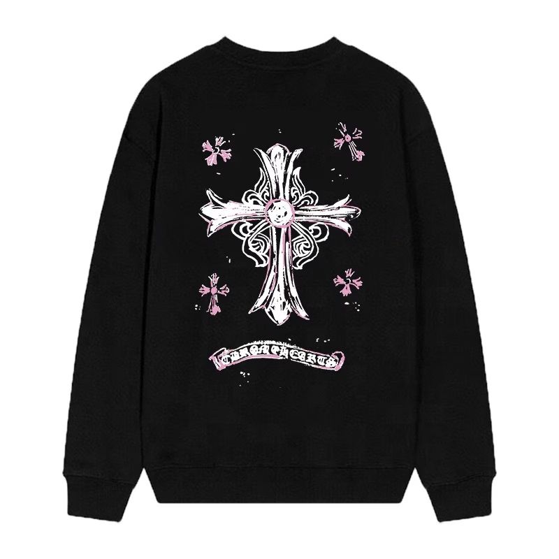 Chrome Hearts Pink Horseshoe Cross Long Sleeve Black