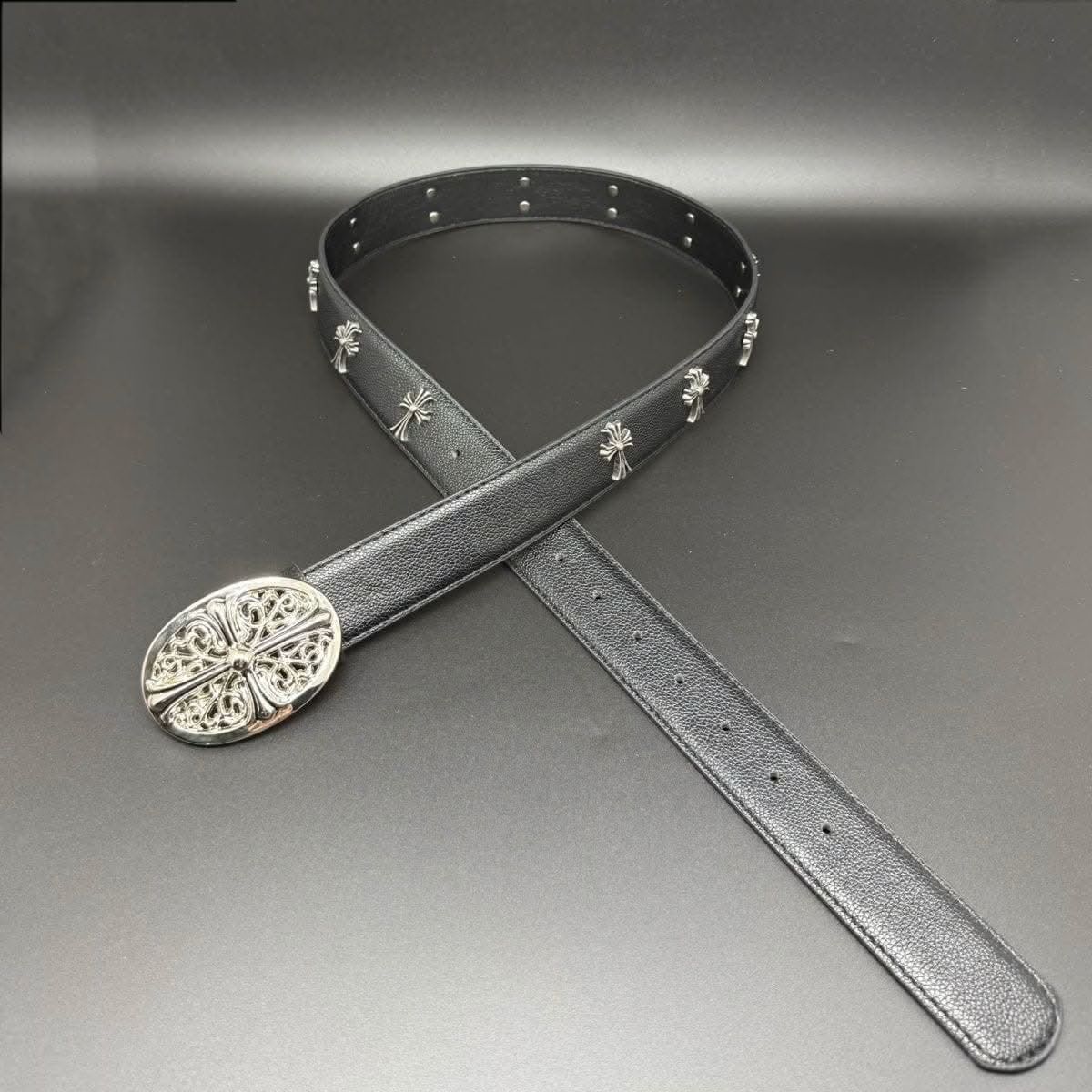 Chrome Hearts Gothic CH Cross Buckle Belt Black