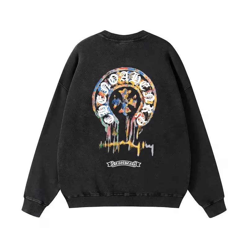 Chrome Hearts Paint Drip Horseshoe Long Sleeve Black