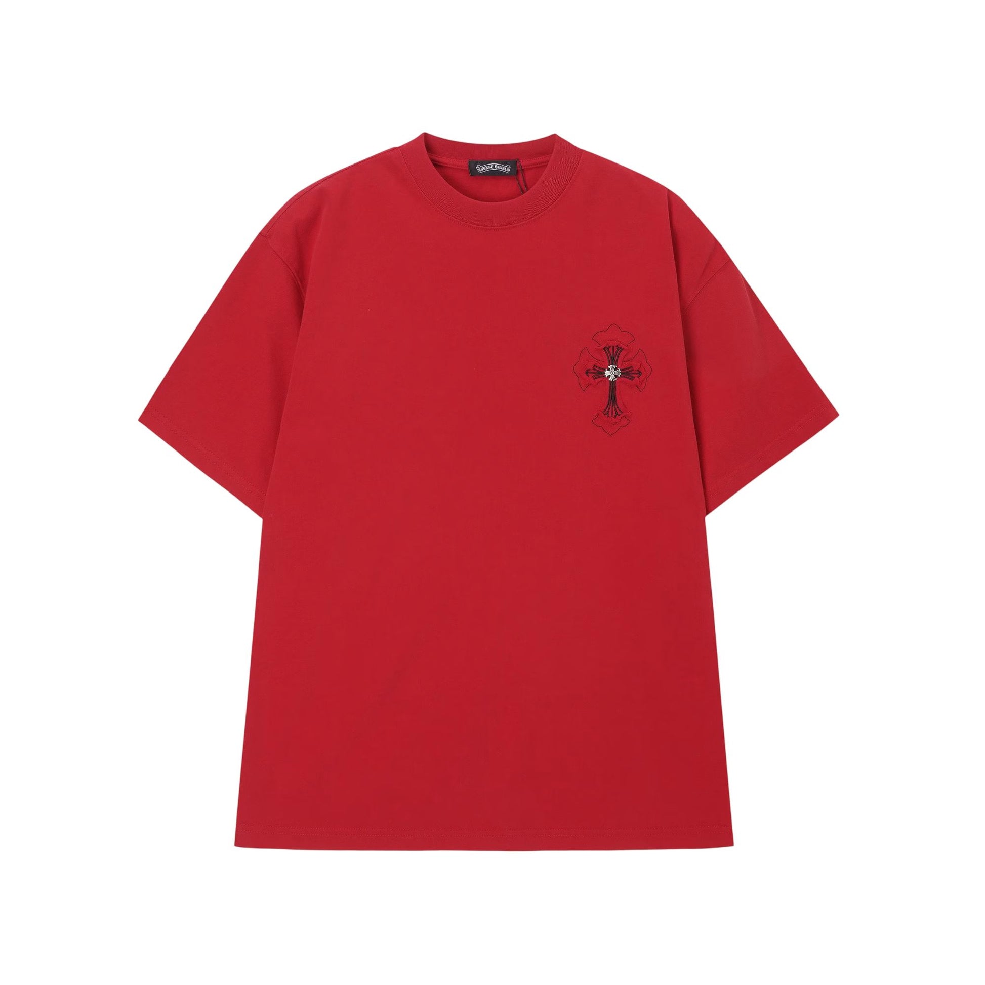 Chrome Hearts Red Gothic Cross Patch T-Shirt