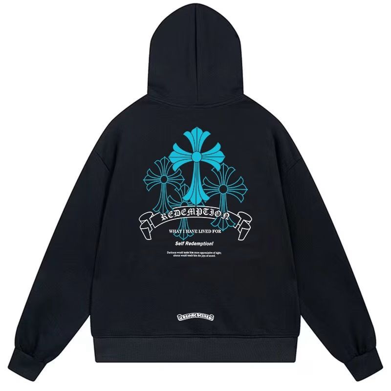 Chrome Hearts Blue Triple Cross Hoodie Black