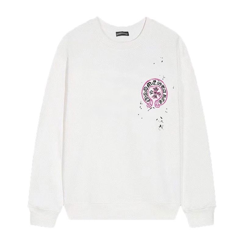 Chrome Hearts Pink Horseshoe Cross Long Sleeve White