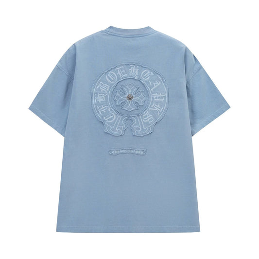 Chrome Hearts Blue Monochrome Horseshoe T-ShirtChrome Hearts Blue Monochrome Horseshoe T-Shirt