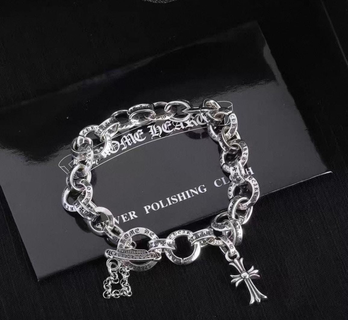 Chrome Hearts Tiny Cross Charm Link Bracelet