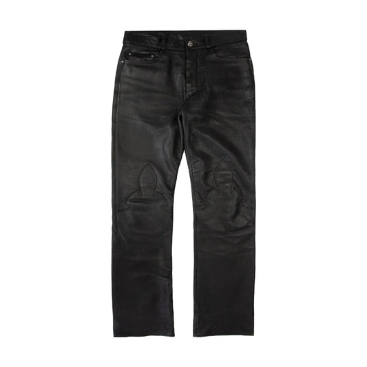 Chrome Heart Leather Fleur Knee Pants