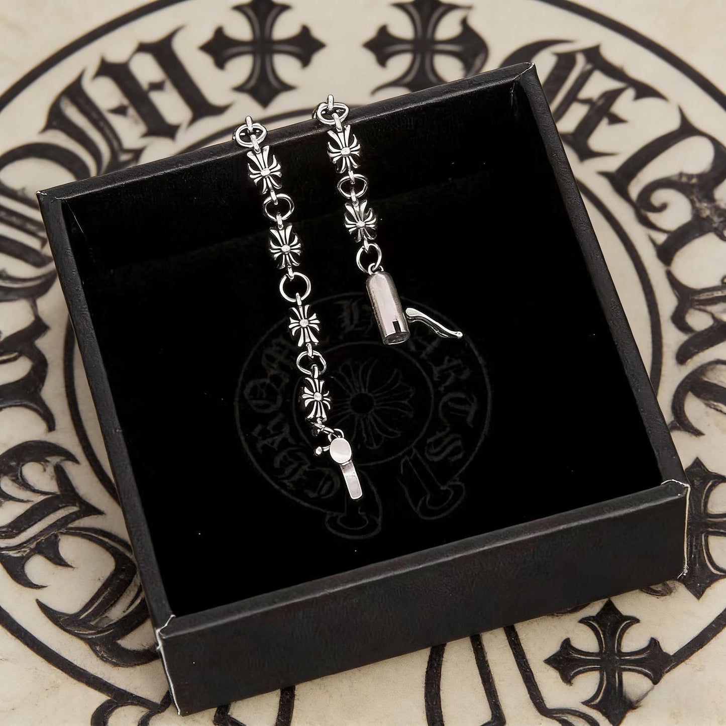 Chrome Hearts Silver Vintage classic Cross Flower chain Bracelet