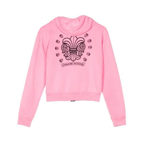 Chrome Hearts Girls Zip Up Pink Hoodie