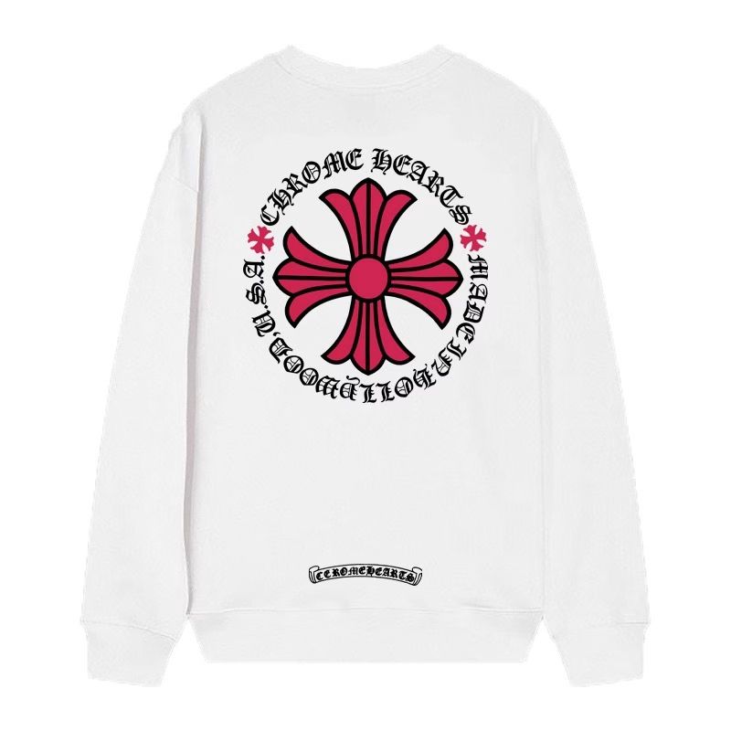 Chrome Hearts Pink Cross Circle Sweatshirt – White
