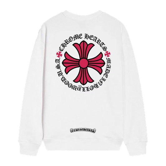Chrome Hearts Pink Cross Circle Sweatshirt – White