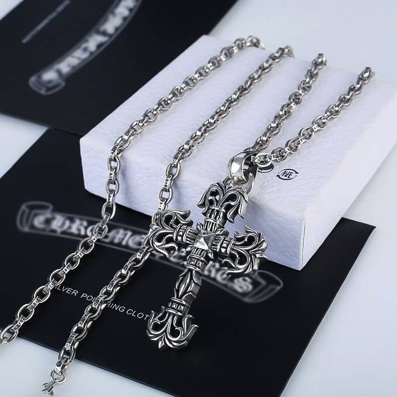Chrome Hearts Ornate Cross Pendant Necklace