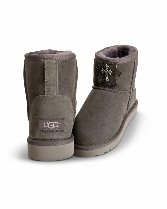 Chrome Hearts Gothic Cross Ultra Mini UGG Boots – Gray