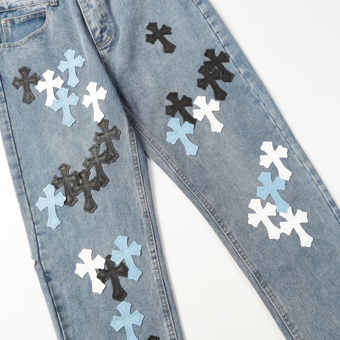 Chrome Style Levis Hearts Cyan Jeans