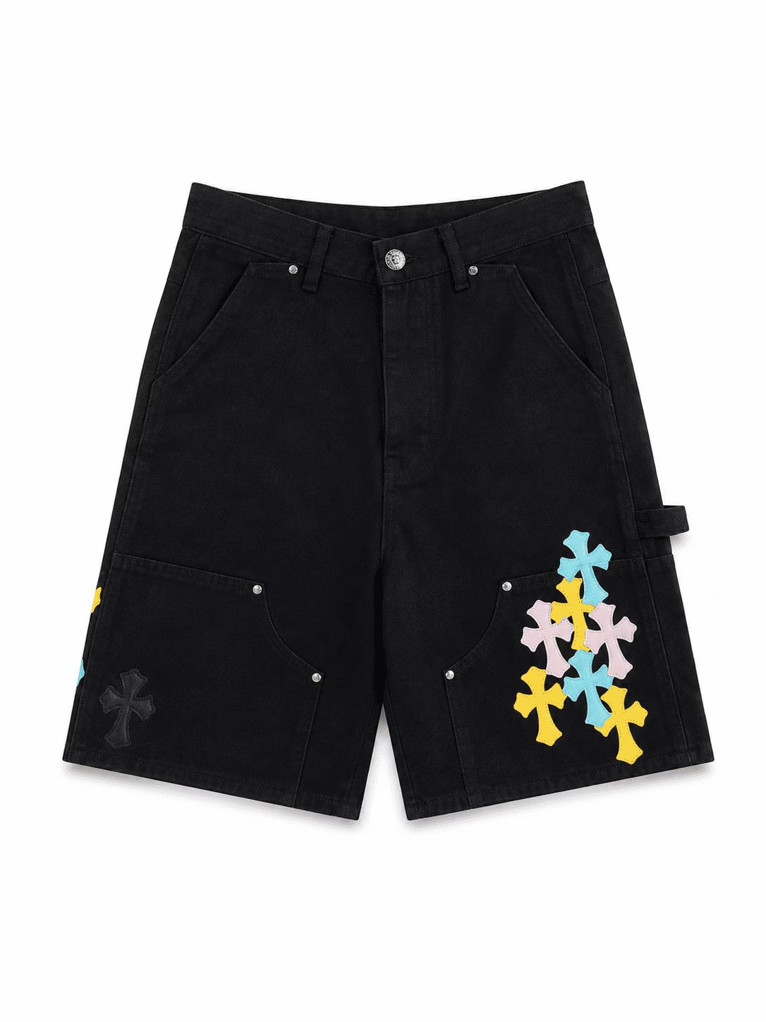 Chrome Hearts Multi Cross Black Denim Shorts