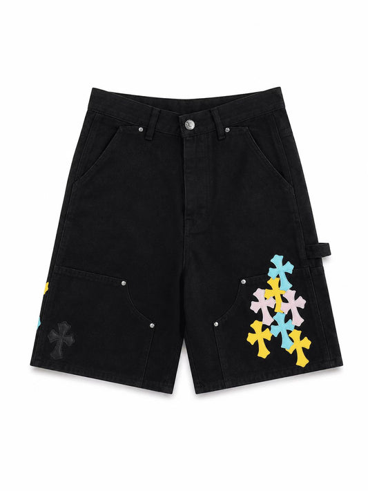 Chrome Hearts Multi Cross Black Denim Shorts