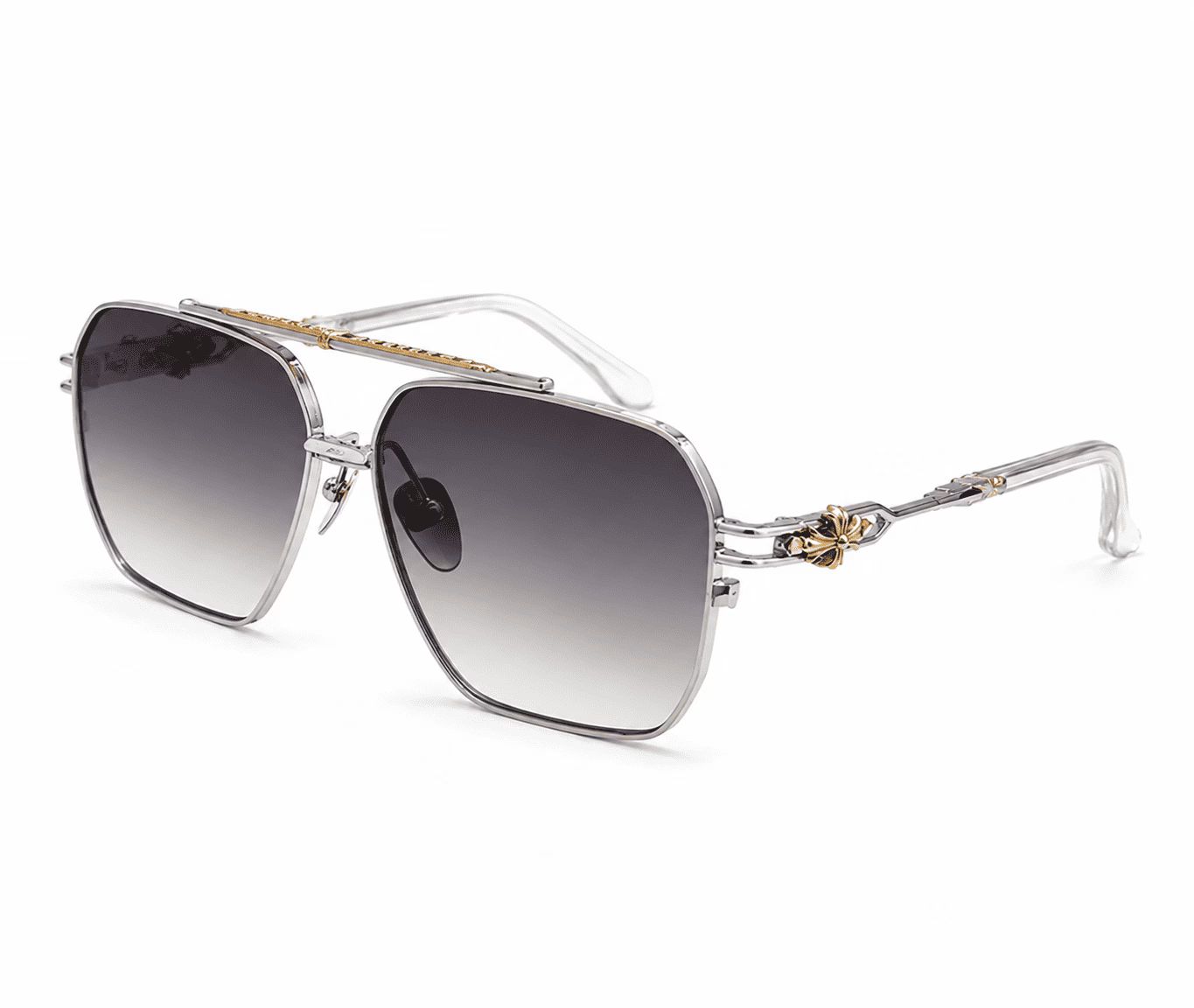 Chrome Hearts Silver Hexagon Purple Gradient Sunglasses
