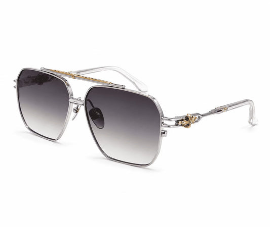 Chrome Hearts Silver Hexagon Purple Gradient Sunglasses