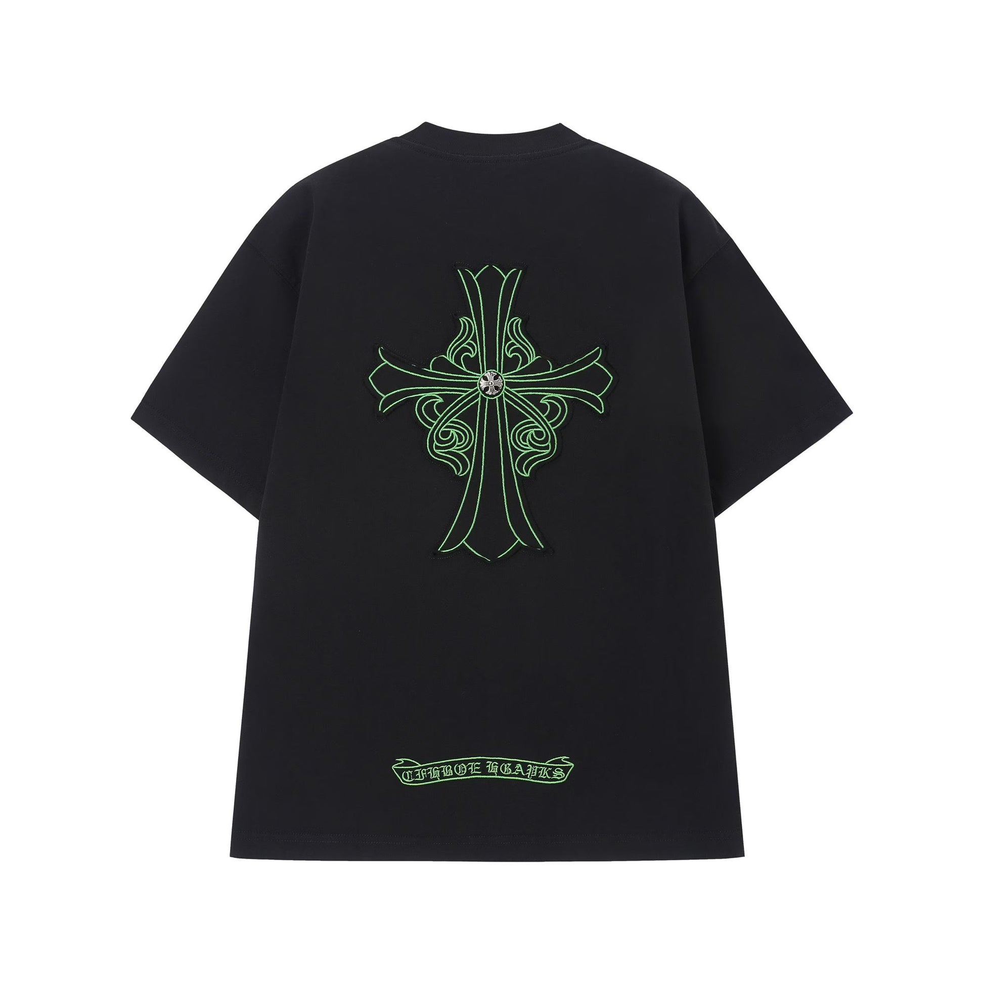 Chrome Hearts Black Green Cross Embroidered T-Shirt