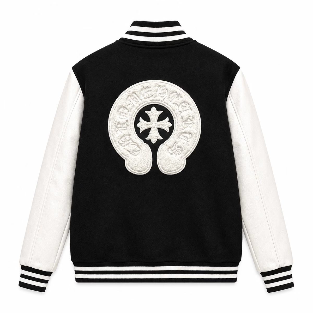 Chrome Hearts Black & White Horseshoe Varsity Jacket