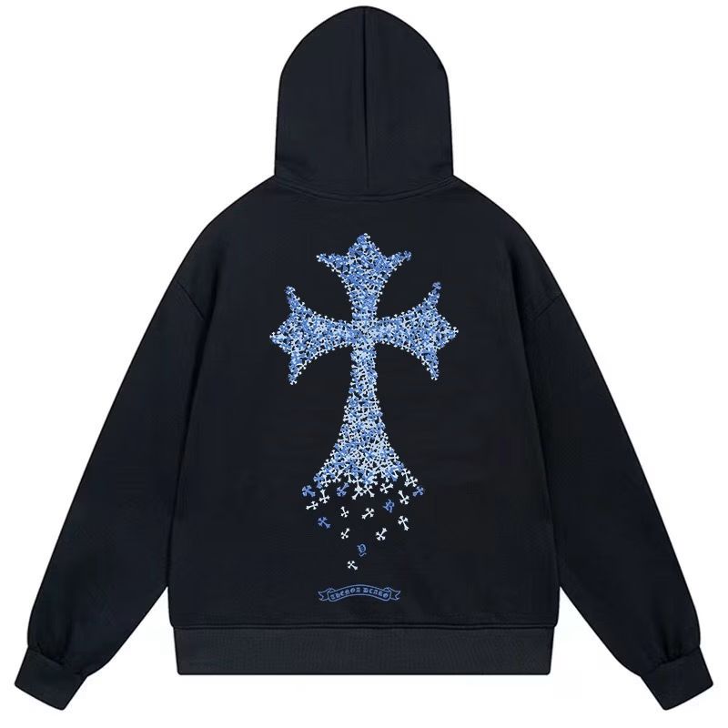 Chrome Hearts Blue Cross Black Hoodie