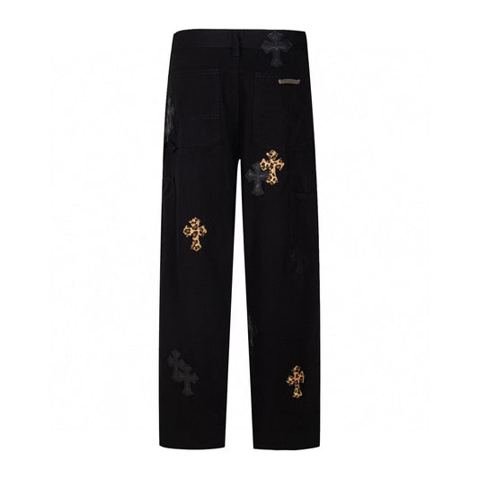 Chrome Hearts Leopard Cross Patch Jeans